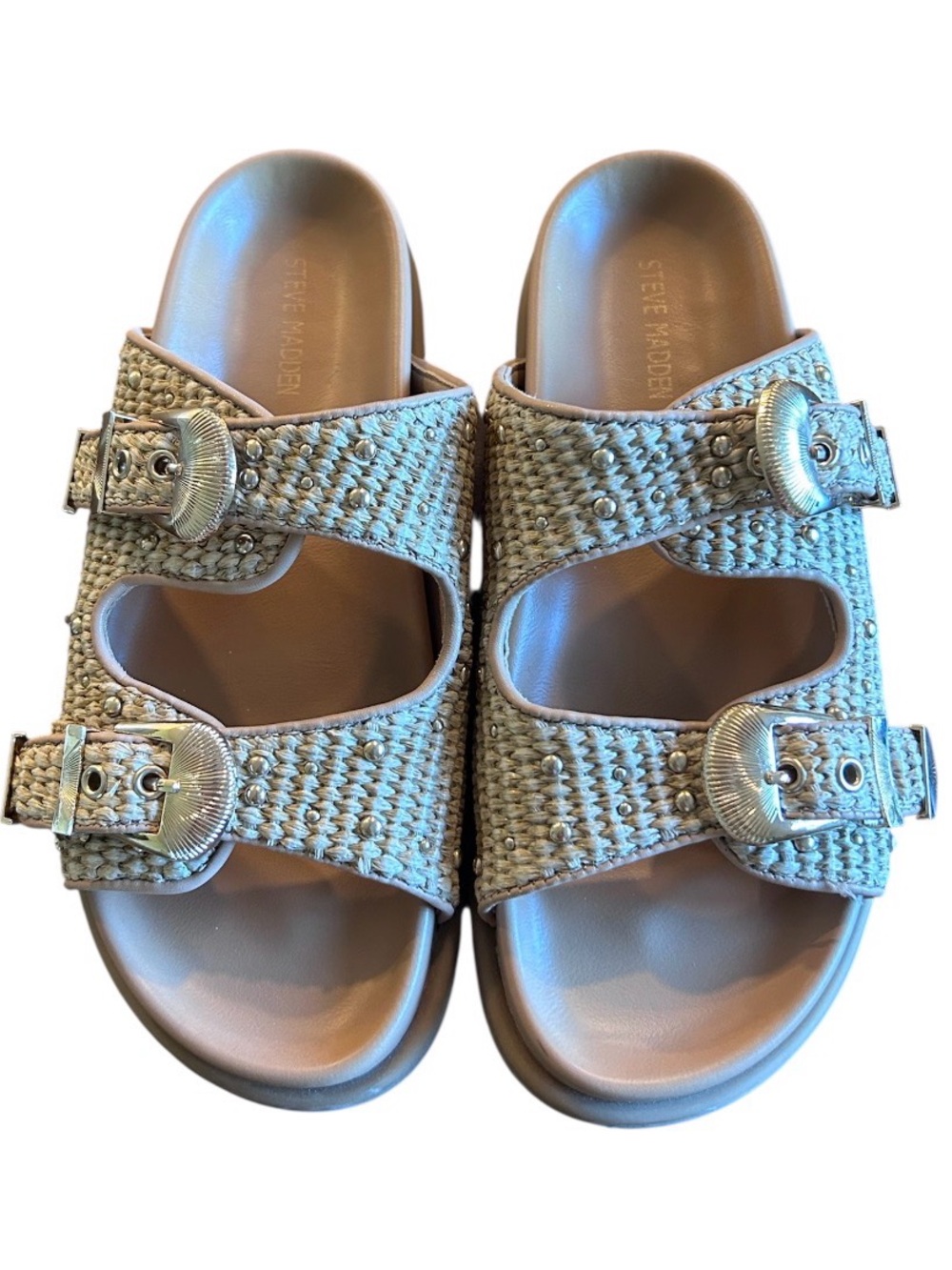 Steve Madden Zuree Sandals Size 7.5 M Gold Tan - Picture 3 of 10